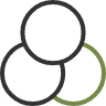 Three interconnected circles, two black and one green, on a white background.