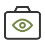 Suitcase icon with a eye symbol inside
