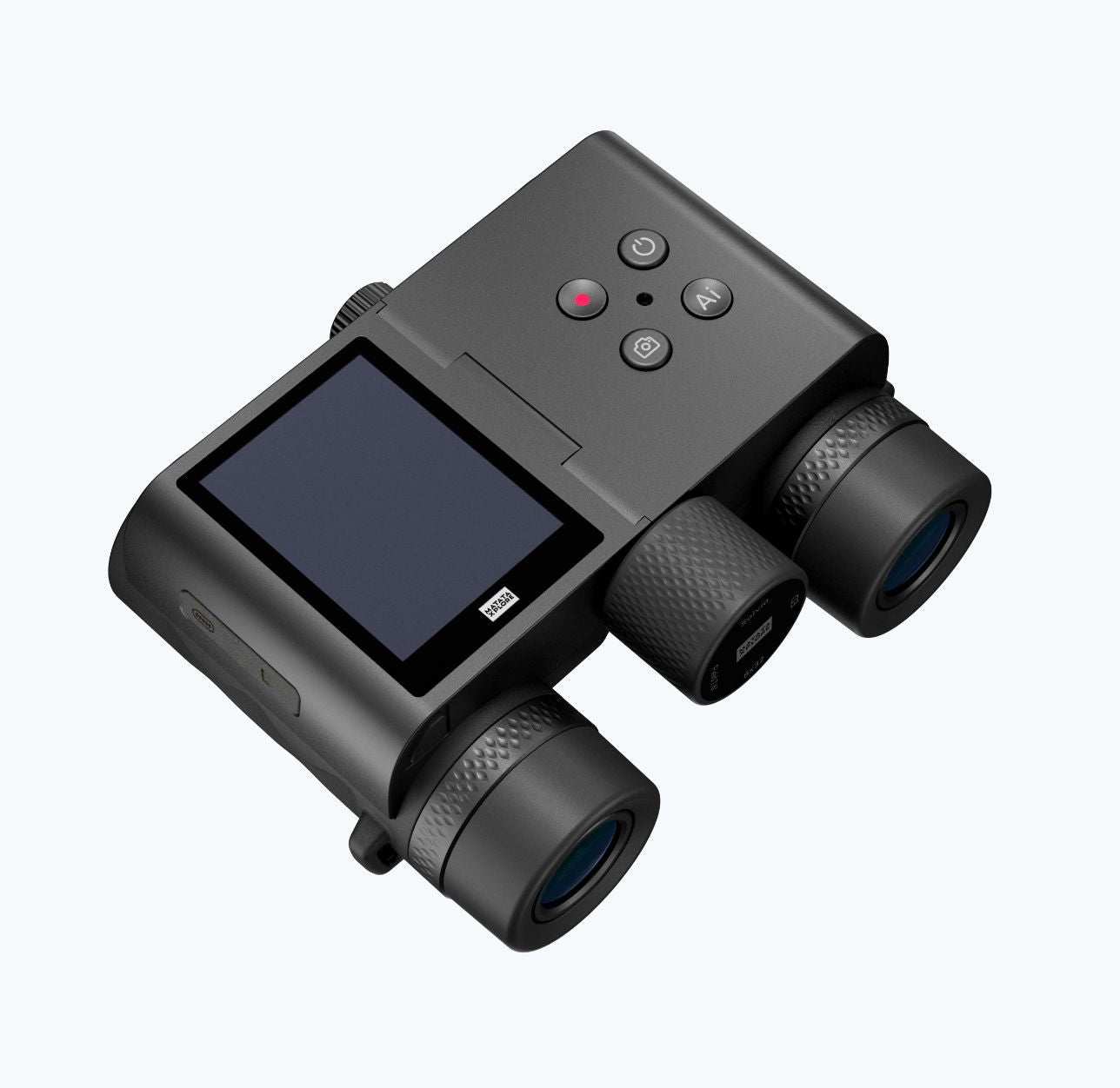 Solvia ED 8x32 digital binoculars with screen and control buttons in black design