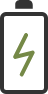 Green battery icon with charging symbol