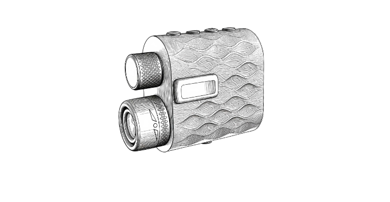 Line drawing of a traditional binocular